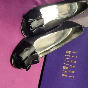 Stuart Weitzman Black Satin peep toe size 10.5